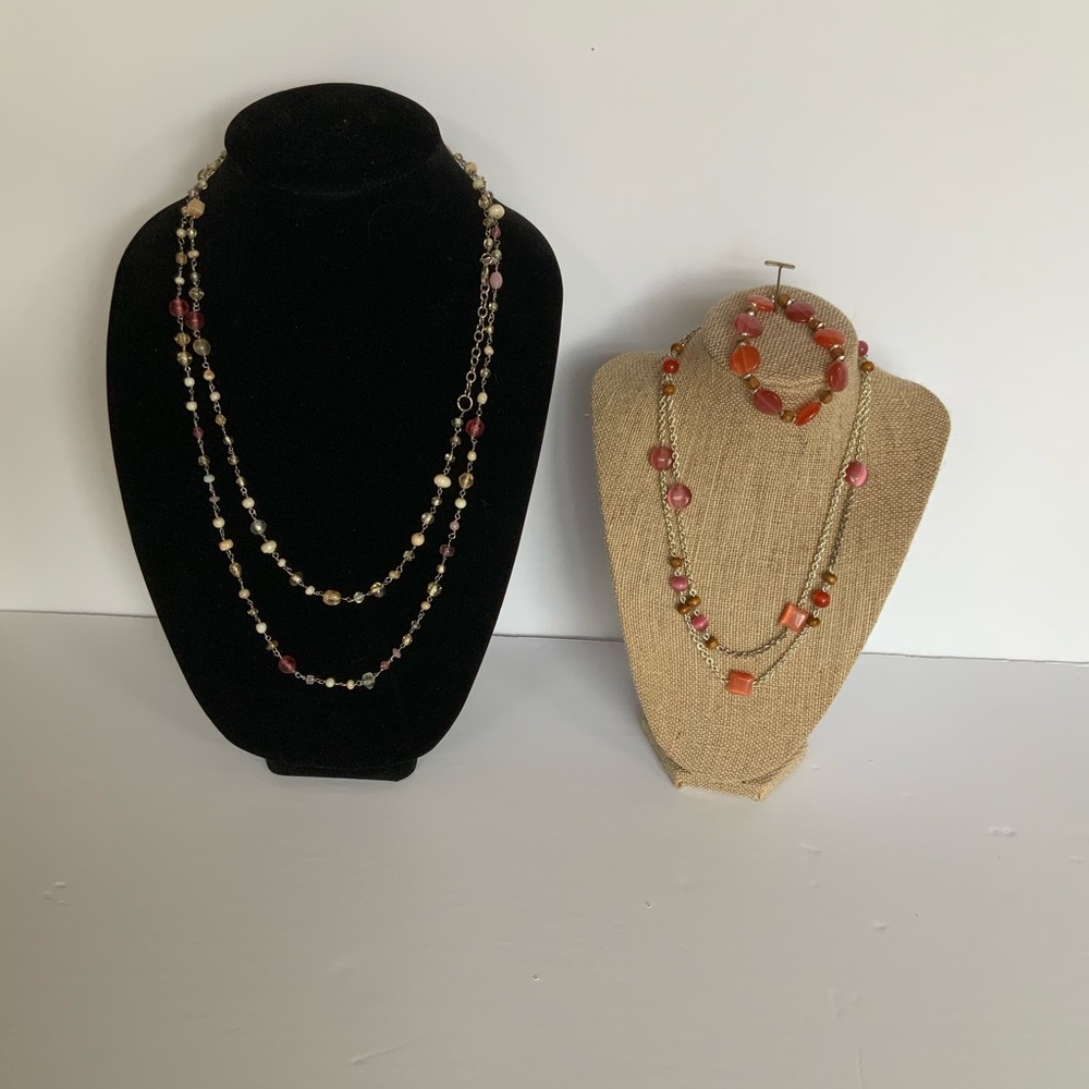 Two Necklaces and a bracelet.